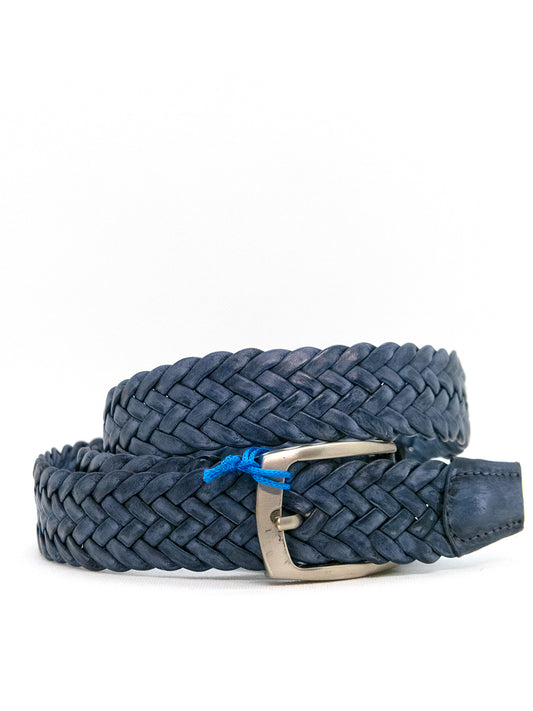 CINTURA IN PELLE INTRECCIATA AZZURRA