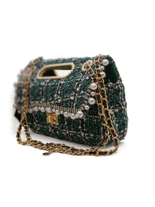 BORSA VERDE IN MAGLIA