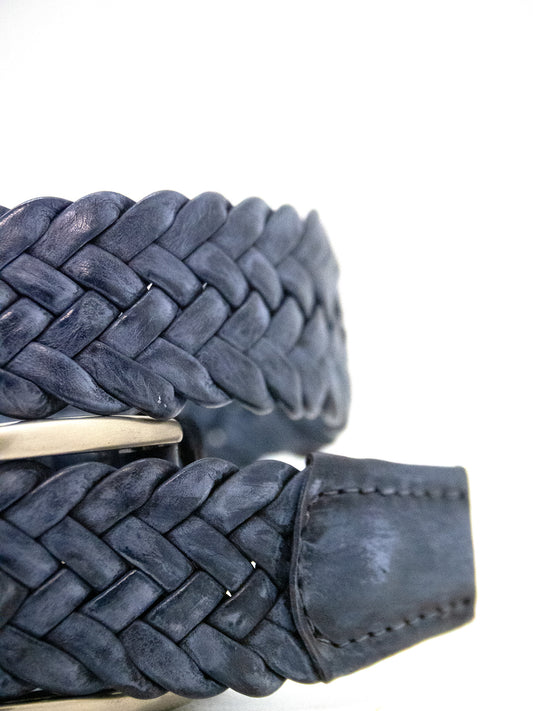 CINTURA IN PELLE INTRECCIATA AZZURRA